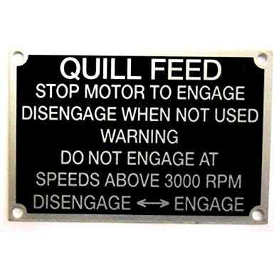 Bridgeport BP 11182894 Quill Feed Nameplate